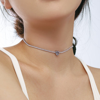 [Raffine]2.0 Carat Sparkling Tennis Heart Cut Necklace