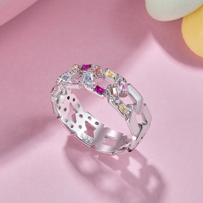 [Raffine] Anillo diario brillante y vibrante con corte esmeralda