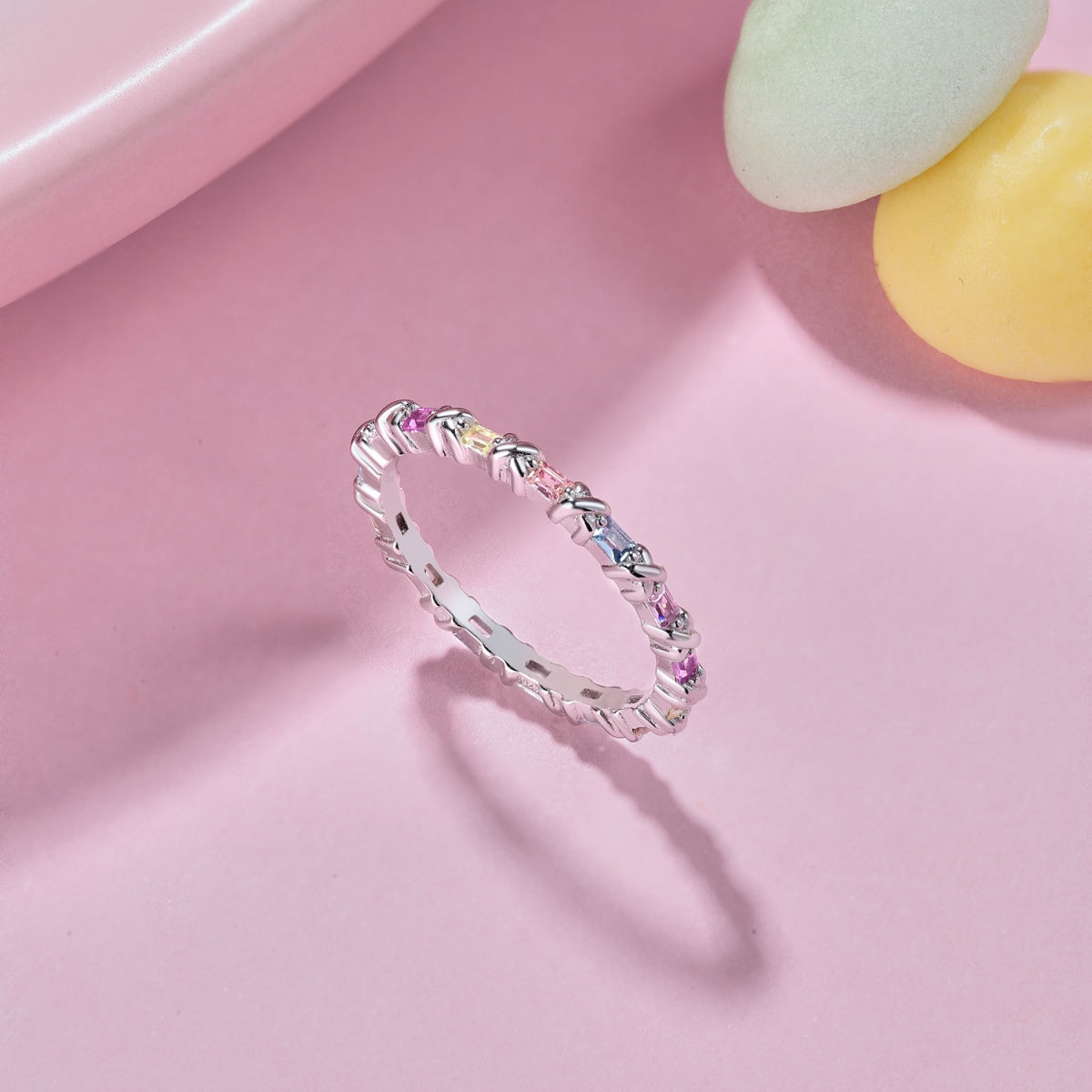 [Raffine] Anillo diario encantador y colorido con corte redondo