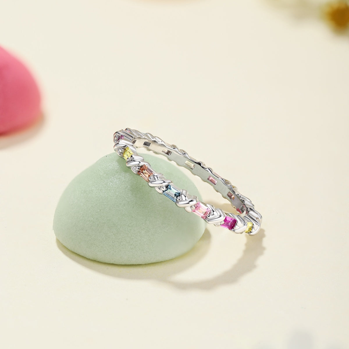[Raffine] Anillo diario encantador y colorido con corte redondo