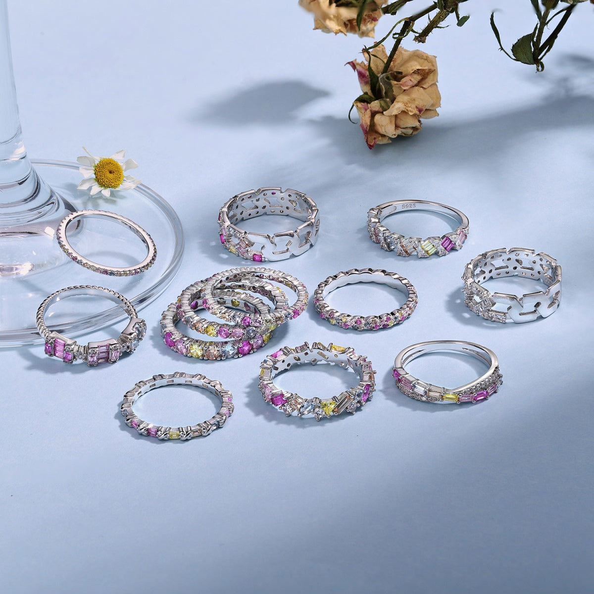 [Raffine] Anillo diario encantador y colorido con corte redondo