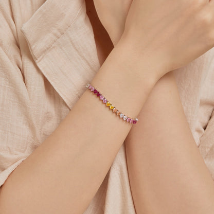 [Raffine] Lujosa pulsera romántica con forma de corazón, colorida y elegante.