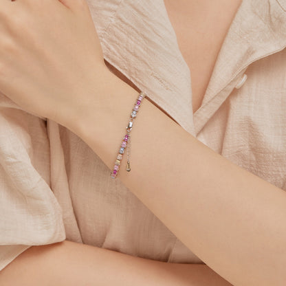 [Raffine] Delicada pulsera de fiesta con corte esmeralda colorido