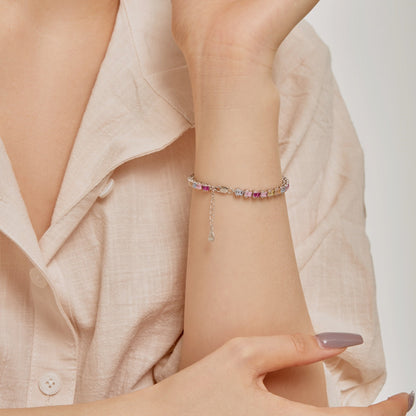 [Raffine] Delicada pulsera de fiesta con corte esmeralda colorido