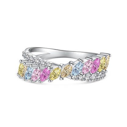 [Raffine] Anillo único y colorido de corte marquesa para uso diario