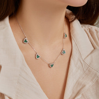 [Raffine]Sparkling Five Heart Necklace