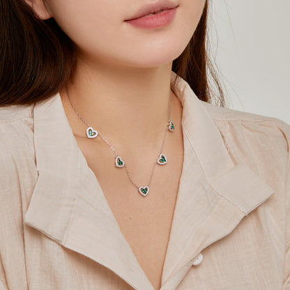 [Raffine]Sparkling Five Heart Necklace