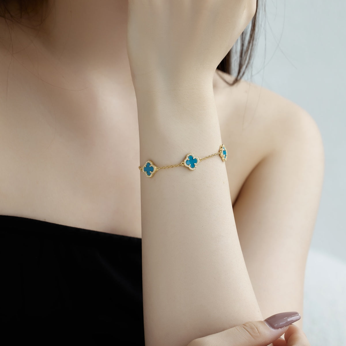 [Raffine] Pulsera exquisita de trébol de cuatro hojas