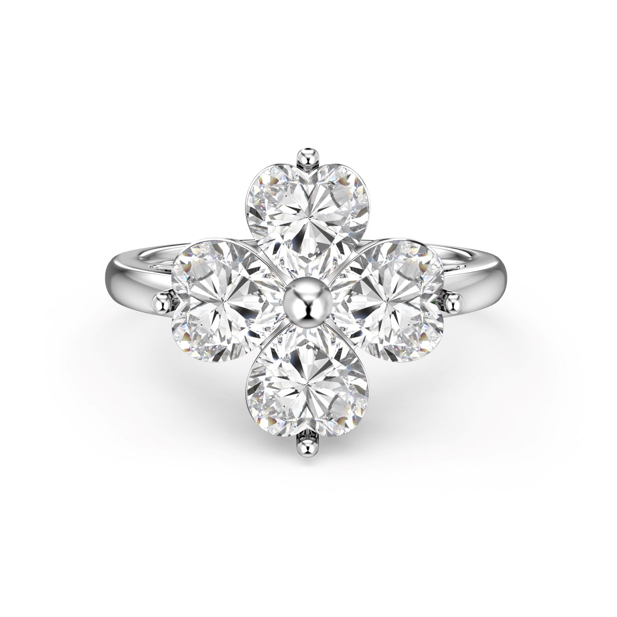 [Raffine] Anillo de bola de trébol de cuatro hojas en forma de corazón