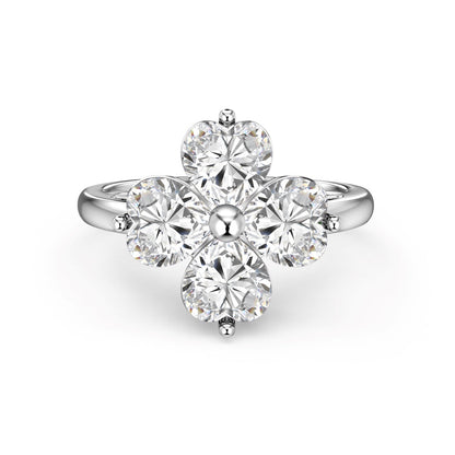 [Raffine] Anillo de bola de trébol de cuatro hojas en forma de corazón