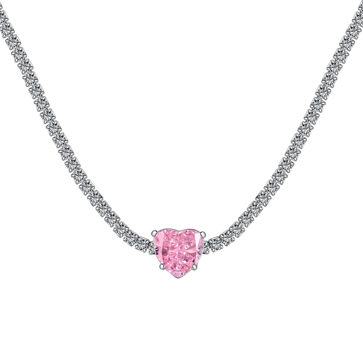 [Raffine]2.0 Carat Sparkling Tennis Heart Cut Necklace