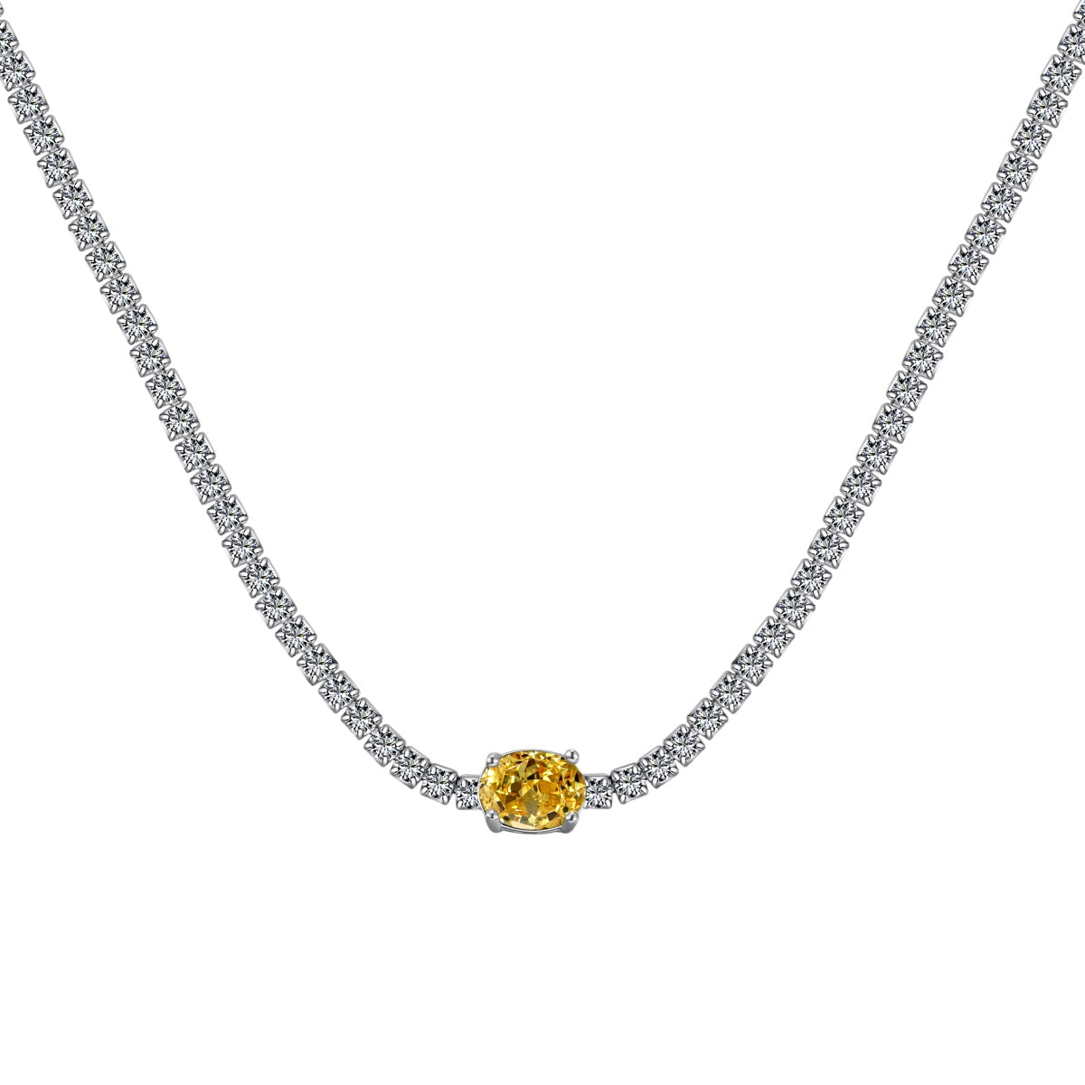 [Raffine]1.0 Carat Shining Oval Cut Necklace