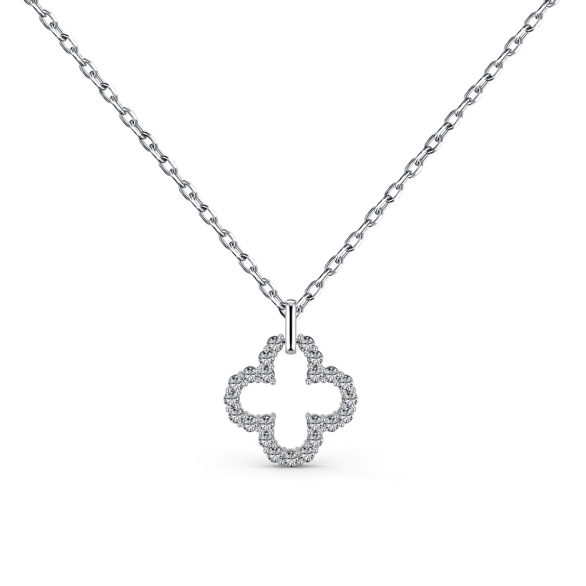 [Raffine] Collier exquis à motif creux de trèfle à quatre feuilles