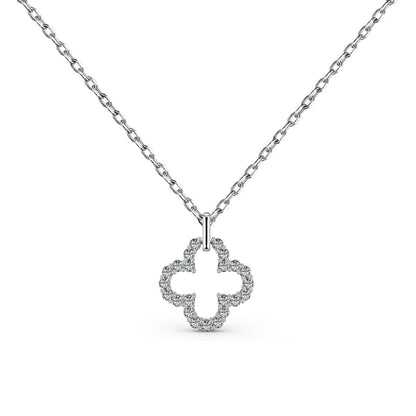 [Raffine] Collier exquis à motif creux de trèfle à quatre feuilles