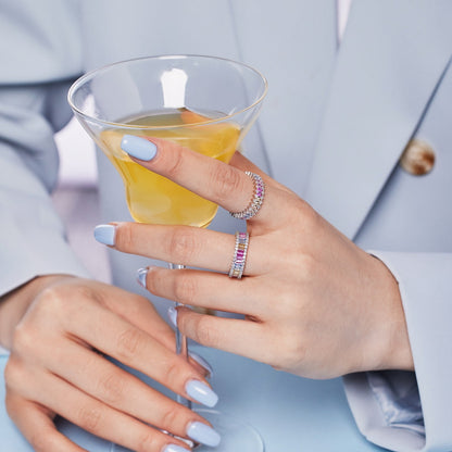 [Raffine] Anillo de cóctel con corte esmeralda adornado y llamativo