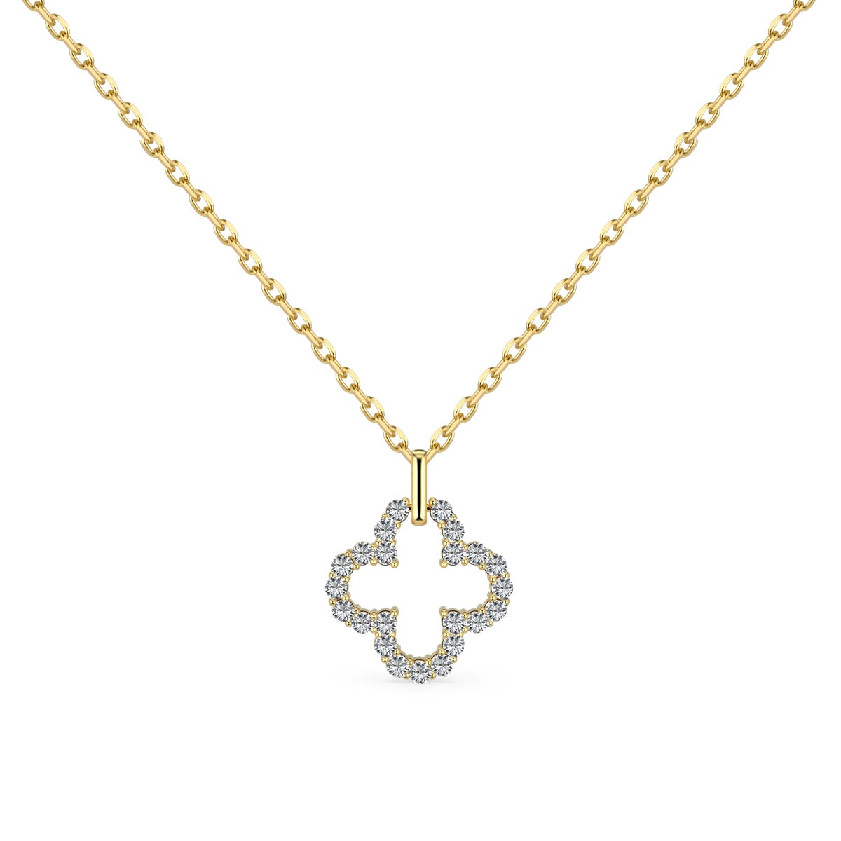 [Raffine] Collier exquis à motif creux de trèfle à quatre feuilles