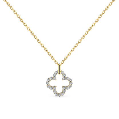 [Raffine] Collier exquis à motif creux de trèfle à quatre feuilles