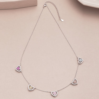 [Raffine]Sparkling Five Heart Necklace