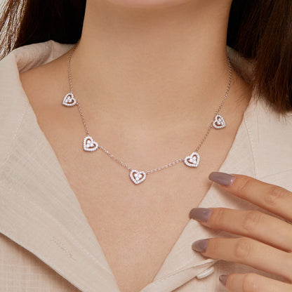 [Raffine]Sparkling Five Heart Necklace