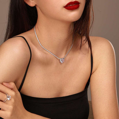 [Raffine] Collar de tenis con forma de corazón, versátil y colorido, de 8.0 quilates