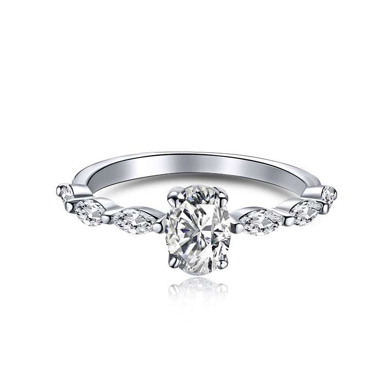 [Raffine] Anillo de lujo de 0,75 quilates con corte cojín alargado y vibrante para uso diario