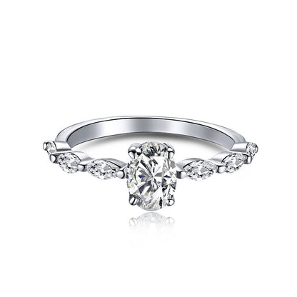 [Raffine] Anillo de lujo de 0,75 quilates con corte cojín alargado y vibrante para uso diario