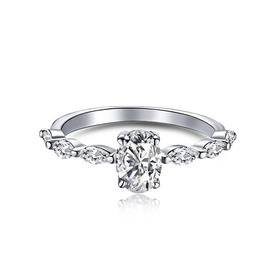 [Raffine] Anillo de lujo de 0,75 quilates con corte cojín alargado y vibrante para uso diario