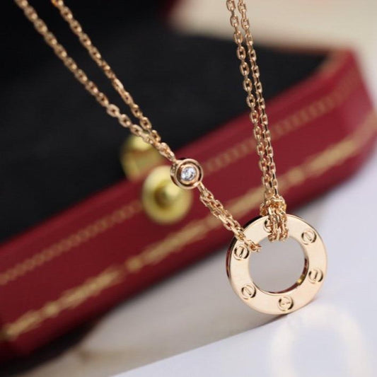 [Raffine] COLLAR AMOR AJUSTABLE ORO ROSA 2 DIAMANTES 
