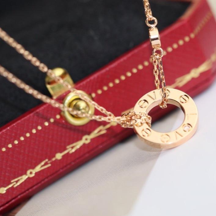 [Raffine] COLLAR AMOR AJUSTABLE ORO ROSA 2 DIAMANTES 