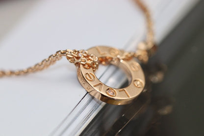 [Raffine] COLLAR AMOR AJUSTABLE ORO ROSA 2 DIAMANTES 