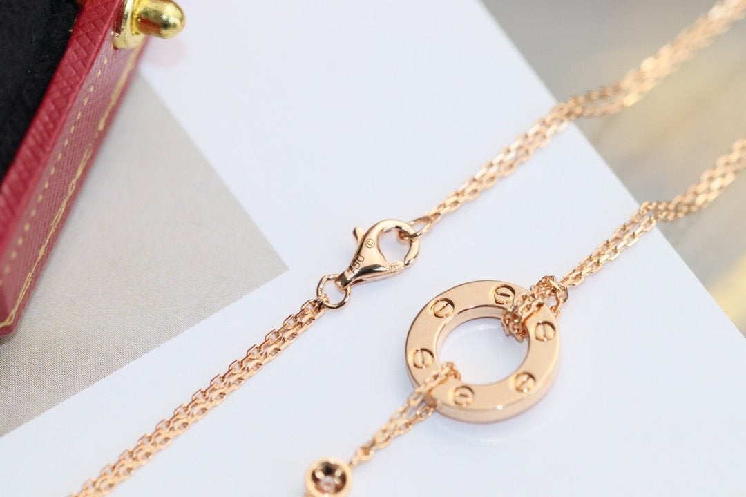 [Raffine] COLLAR AMOR AJUSTABLE ORO ROSA 2 DIAMANTES 
