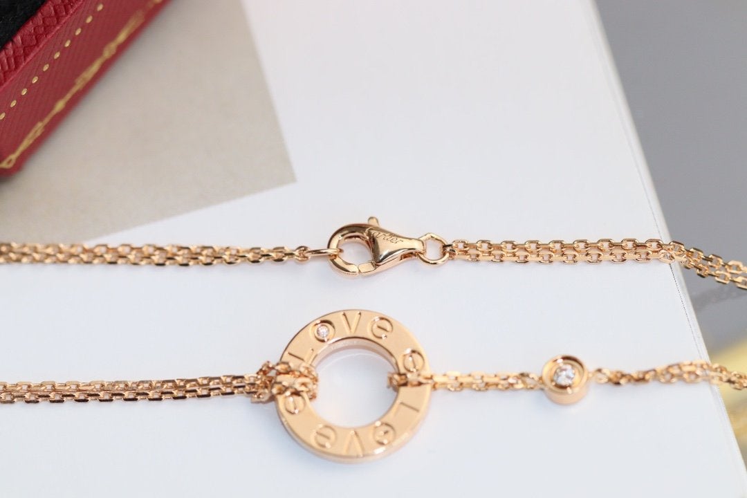 [Raffine] COLLAR AMOR AJUSTABLE ORO ROSA 2 DIAMANTES 
