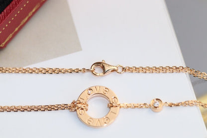 [Raffine] COLLAR AMOR AJUSTABLE ORO ROSA 2 DIAMANTES 