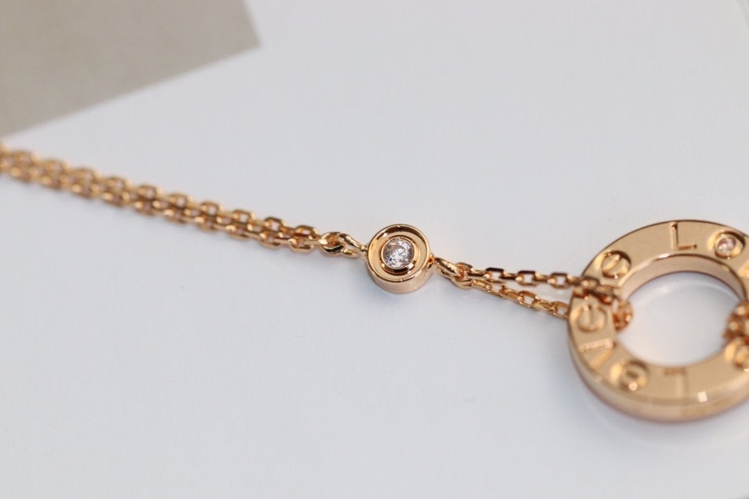 [Raffine] COLLAR AMOR AJUSTABLE ORO ROSA 2 DIAMANTES 