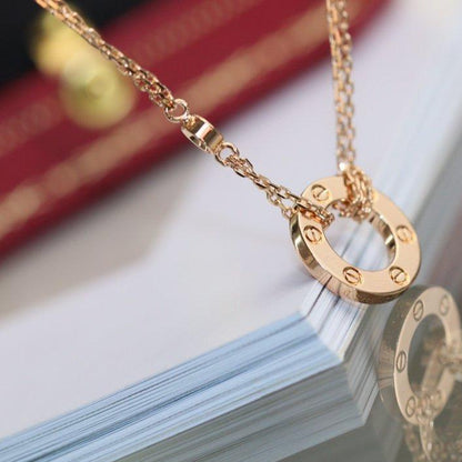 [Raffine] COLLAR AMOR AJUSTABLE ORO ROSA 2 DIAMANTES 