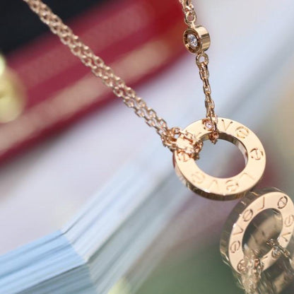 [Raffine] COLLAR AMOR AJUSTABLE ORO ROSA 2 DIAMANTES 