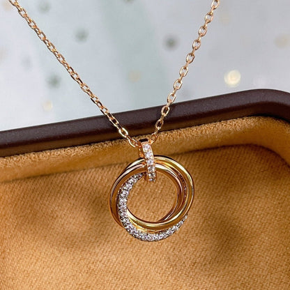 [Raffine]TRINITY NECKLACE SILVER GOLD PINK GOLD DIAMONDS