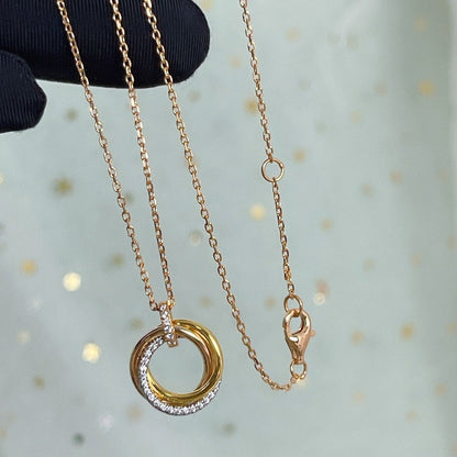 [Raffine]TRINITY NECKLACE SILVER GOLD PINK GOLD DIAMONDS