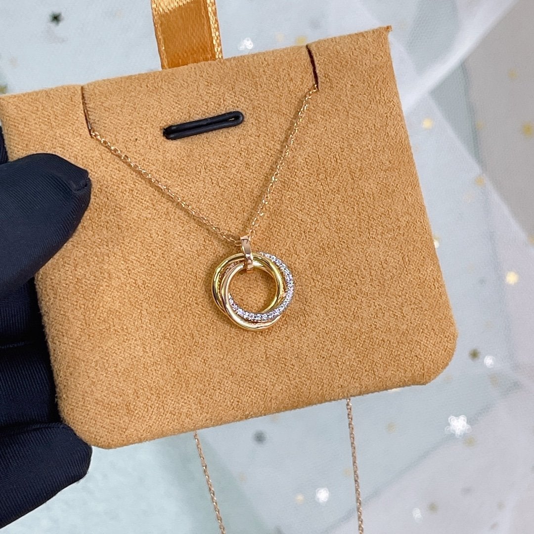 [Raffine]TRINITY NECKLACE SILVER GOLD PINK GOLD DIAMONDS