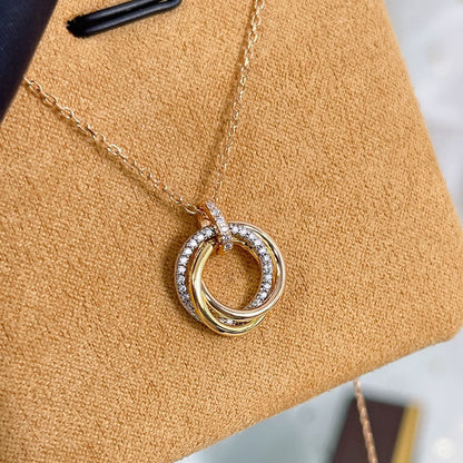 [Raffine]TRINITY NECKLACE SILVER GOLD PINK GOLD DIAMONDS