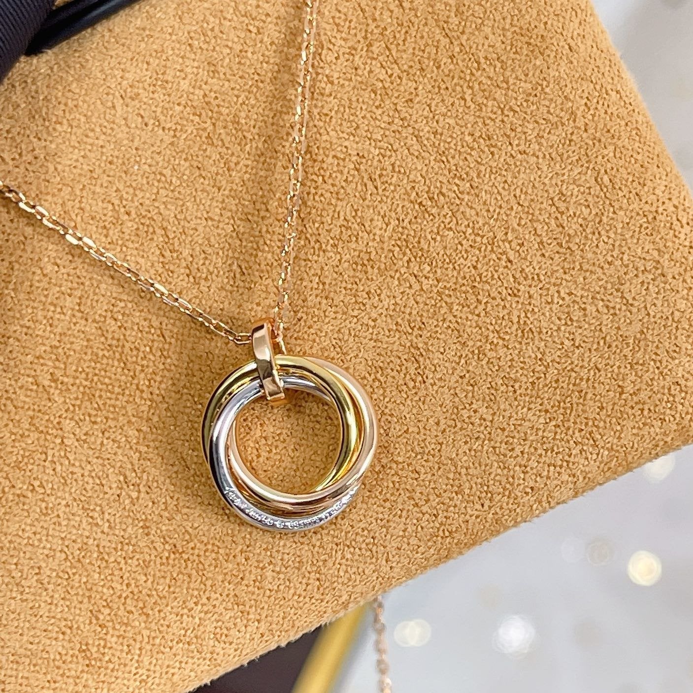 [Raffine]TRINITY NECKLACE SILVER GOLD PINK GOLD DIAMONDS