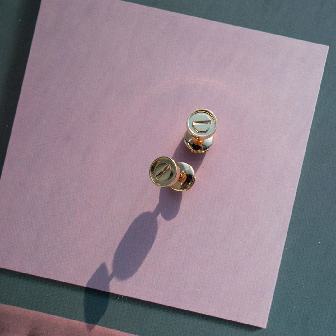 [Raffine]LOVE EARRINGS PINK GOLD 10MM
