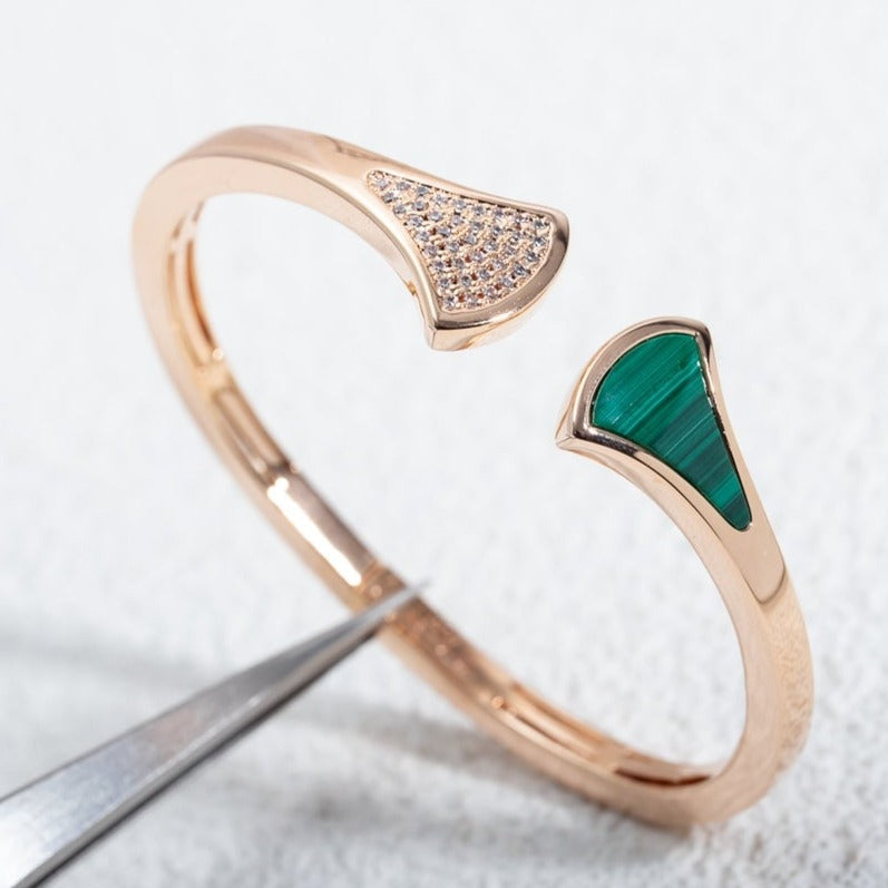 [Raffine]DREAM BRACELET OPEN MALACHITE PINK GOLD
