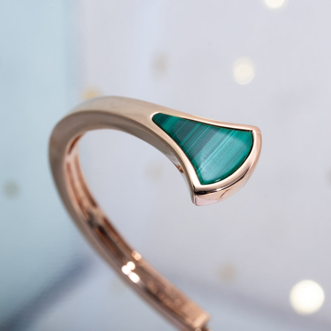 [Raffine]DREAM BRACELET OPEN MALACHITE PINK GOLD