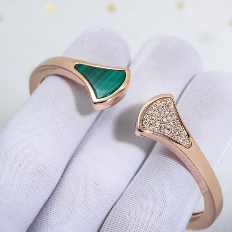 [Raffine]DREAM BRACELET OPEN MALACHITE PINK GOLD