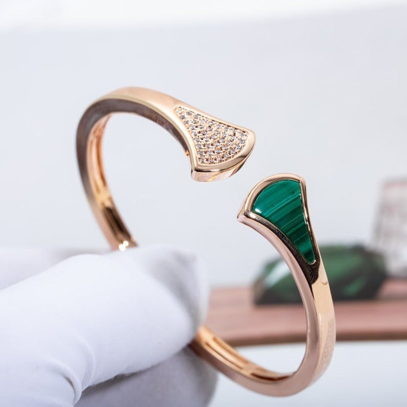 [Raffine]DREAM BRACELET OPEN MALACHITE PINK GOLD