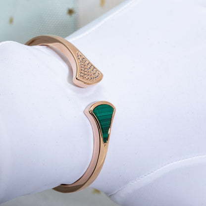 [Raffine]DREAM BRACELET OPEN MALACHITE PINK GOLD