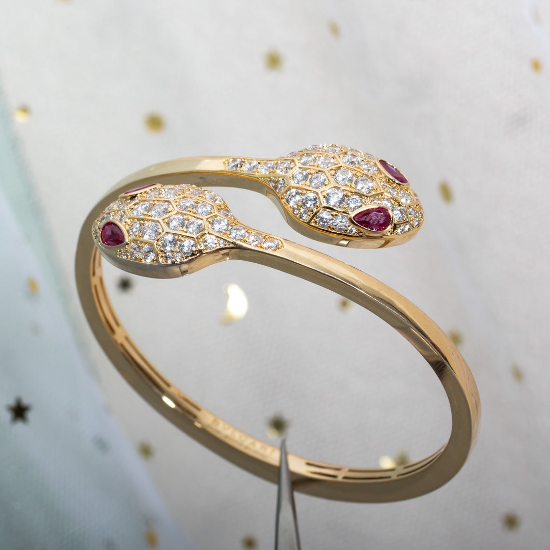[Raffine]SERPENTI BRACELET PINK GOLD DIAMOND DOUBLE SNAKE
