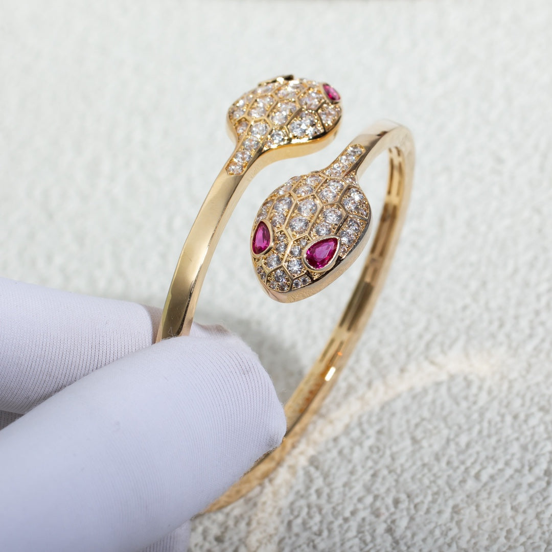 [Raffine]SERPENTI BRACELET PINK GOLD DIAMOND DOUBLE SNAKE