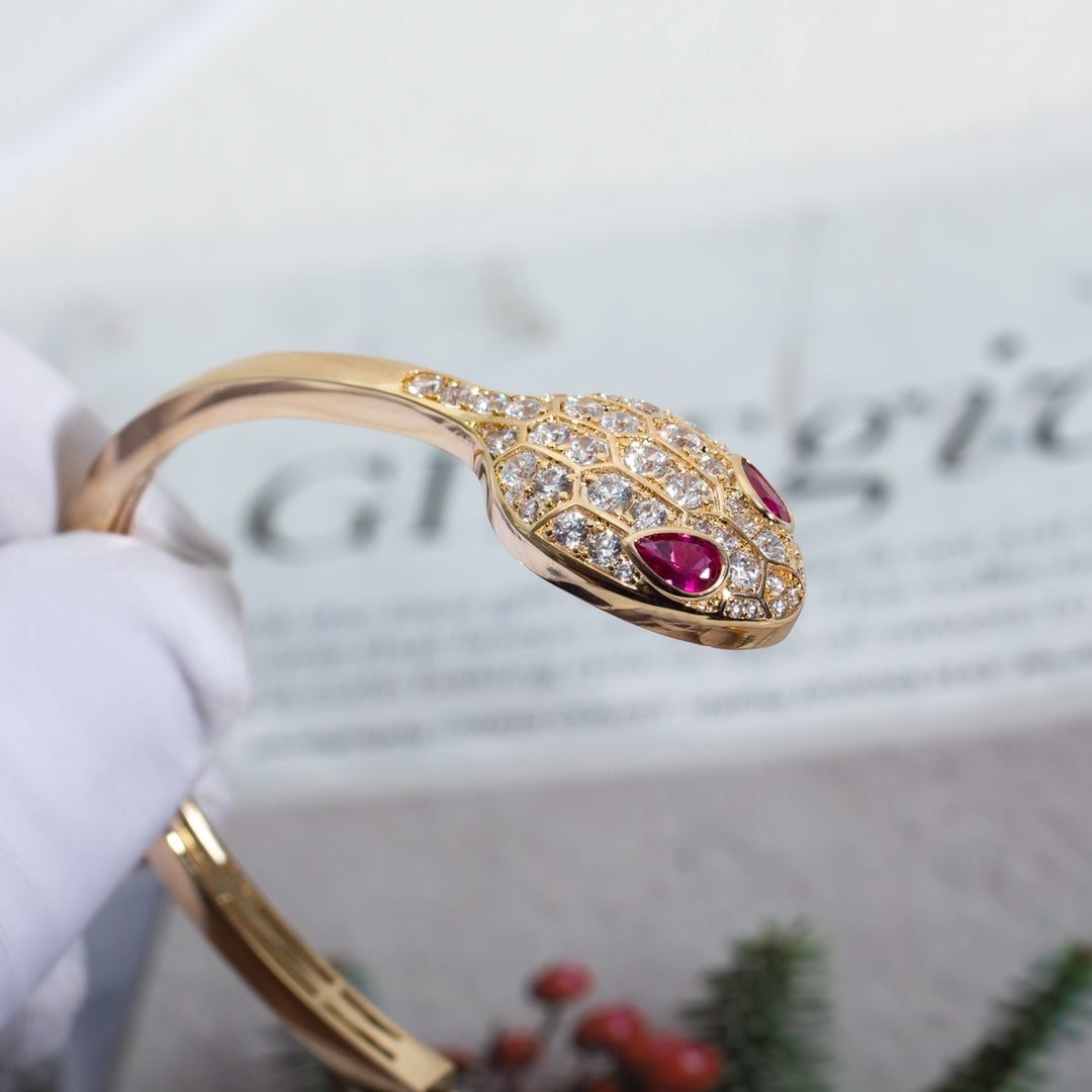 [Raffine]SERPENTI BRACELET PINK GOLD DIAMOND DOUBLE SNAKE